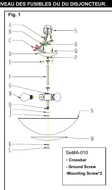 Explosionszeichnung der Leuchtenmontage (Fig. 1)