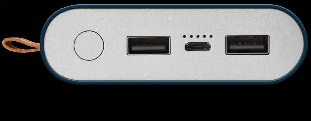 Anschlüsse und LED-Anzeigen der Powerbank