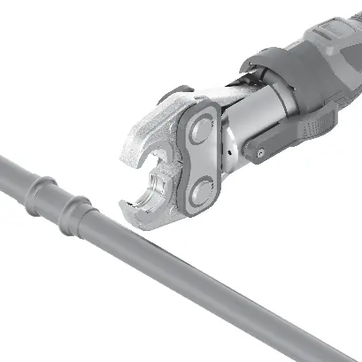 Positionierung der Pressbacke am Pressfitting
