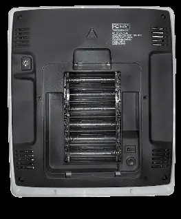 Rückseite des Displays mit Batteriefach und A-B-C-Schalter