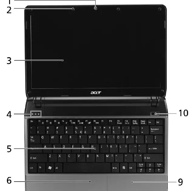 Draufsicht des Notebooks