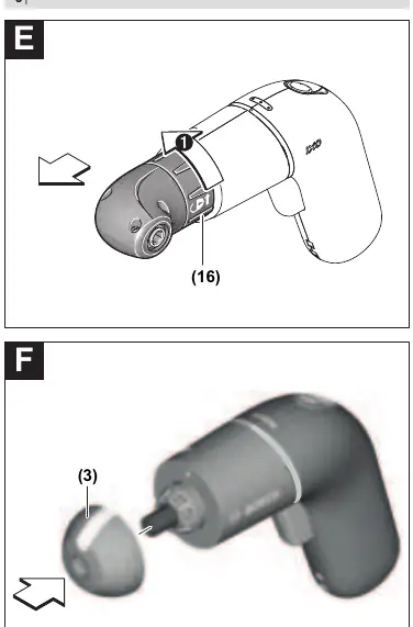Demontage der Adapter (E, F)