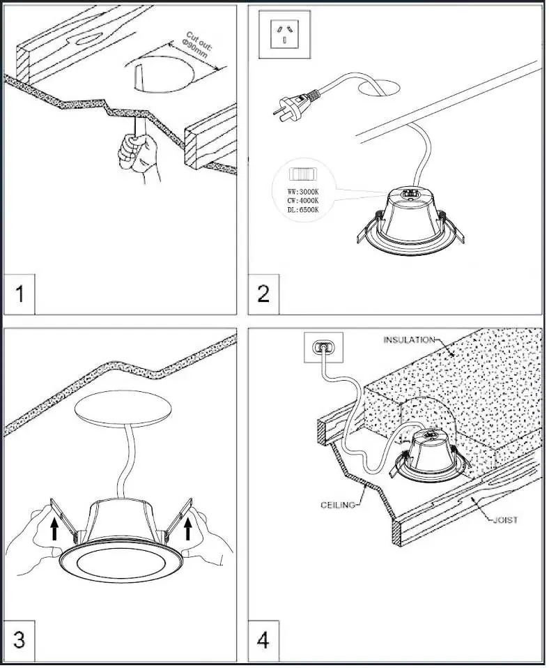 Schritte zur Installation des LED-Einbaustrahlers
