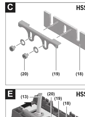 HSS-Klingenwechsel (Schritte A-C)
