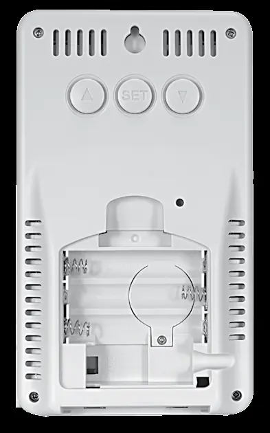 Display-Rückseite mit Tasten und Batteriefach