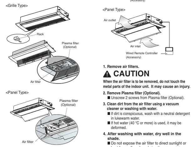 Filterreinigung bei Ceiling Cassette 1-Way.
