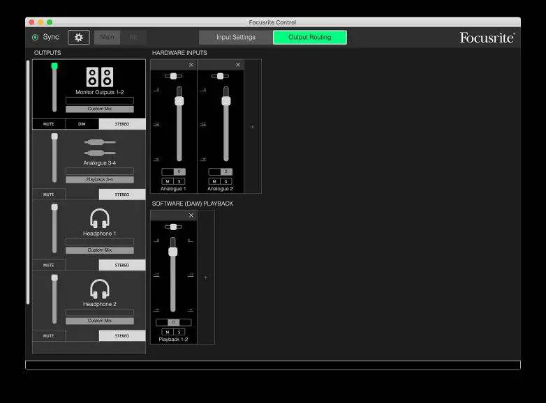 Focusrite Control Benutzeroberfläche