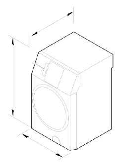 Abmessungsdiagramm des Waschtrockners