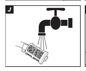 Reinigung des Schlauchfilters (Abb. J)