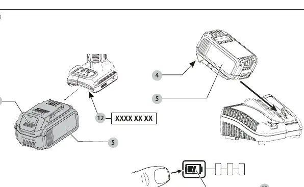 Akku-Installation und Ladung (Fig. B)