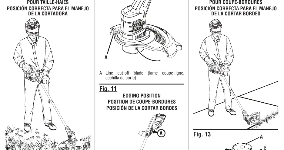 Trimmer-Betriebspositionen (Fig. 7 & 12)