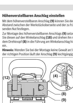 Höhenverstellbaren Anschlag einstellen