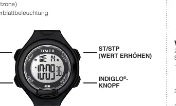 Tastenbelegung der Timex Digitaluhr