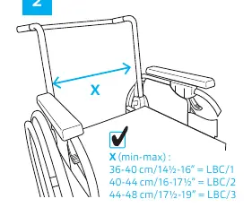 Größentabelle basierend auf der Rollstuhlbreite X