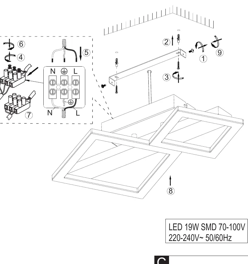 Installationsdiagramm für die Deckenleuchte
