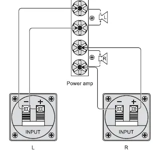 Verkabelungsdiagramm für den Anschluss an den Verstärker