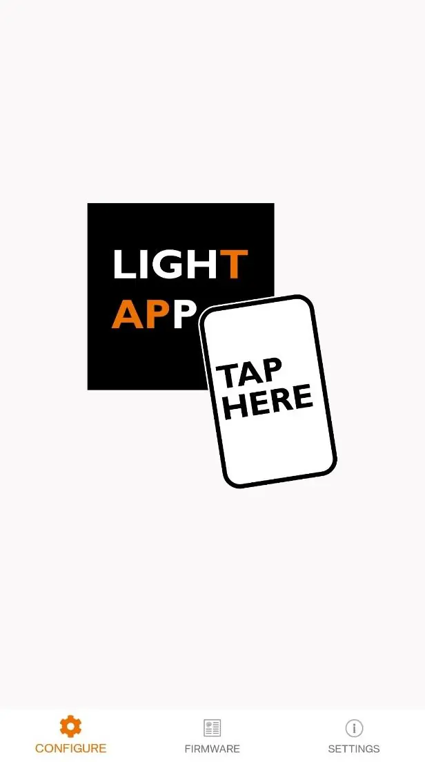 Startbildschirm der LightApp für die Gerätekonfiguration.