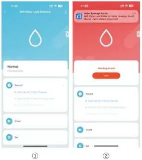App-Oberfläche für den Wassermelder