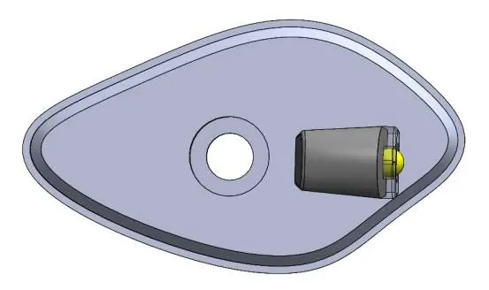 Detailansicht der Blinker-Ausrichtung in der Adapterplatte