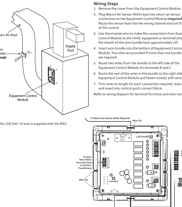 Montage des Return Air Sensor und Equipment Control Module