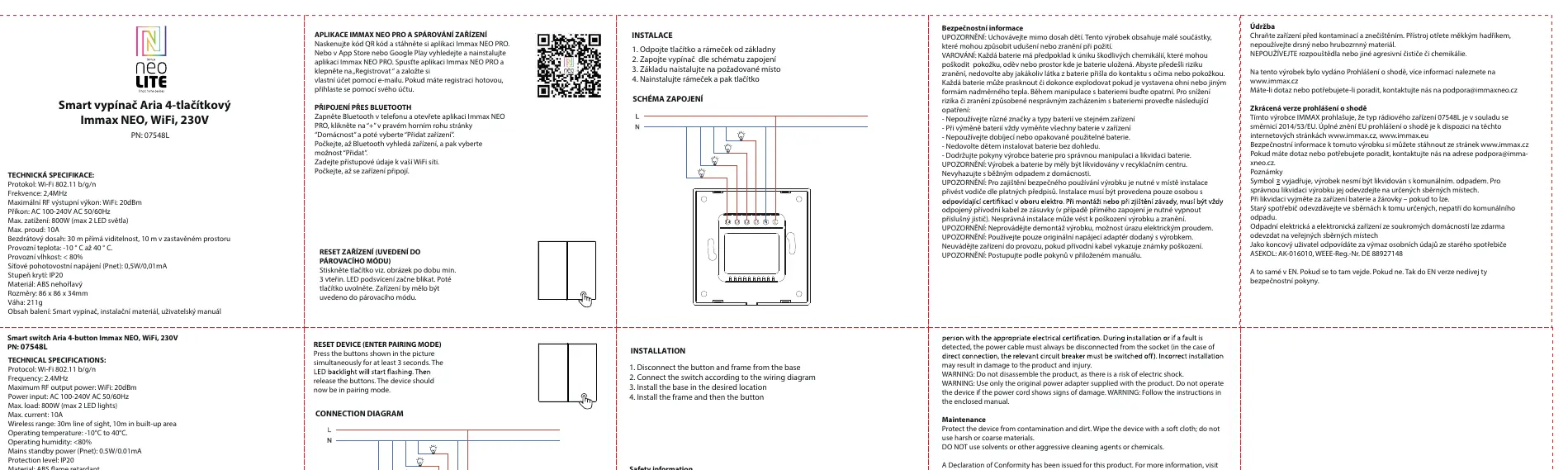 Schaltplan für den elektrischen Anschluss des Smart Switch Aria
