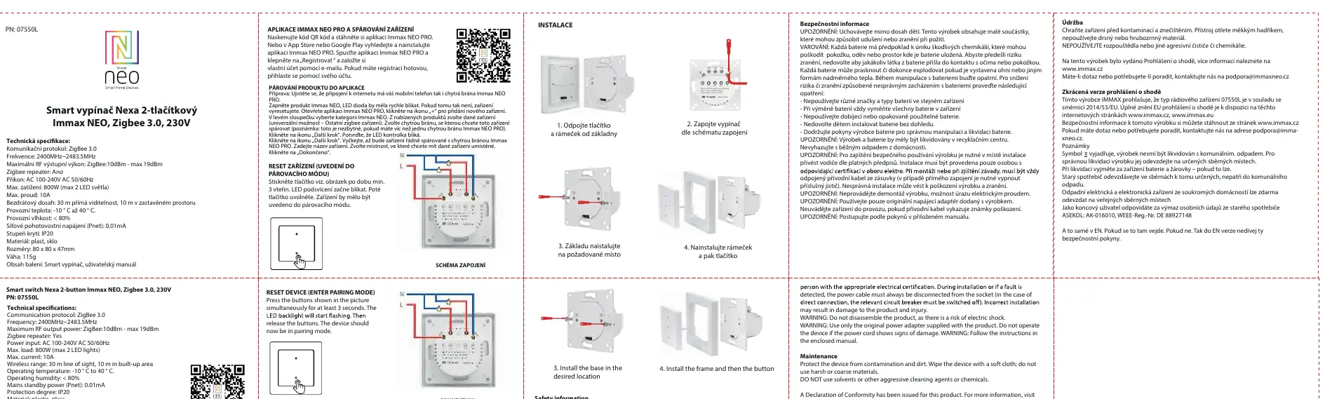 Schritt-für-Schritt-Anleitung zur Montage des Smart-Schalters: Demontage, Anschluss der Kabel gemäß Schaltplan, Befestigung der Basis an der Wand und abschließendes Aufsetzen des...