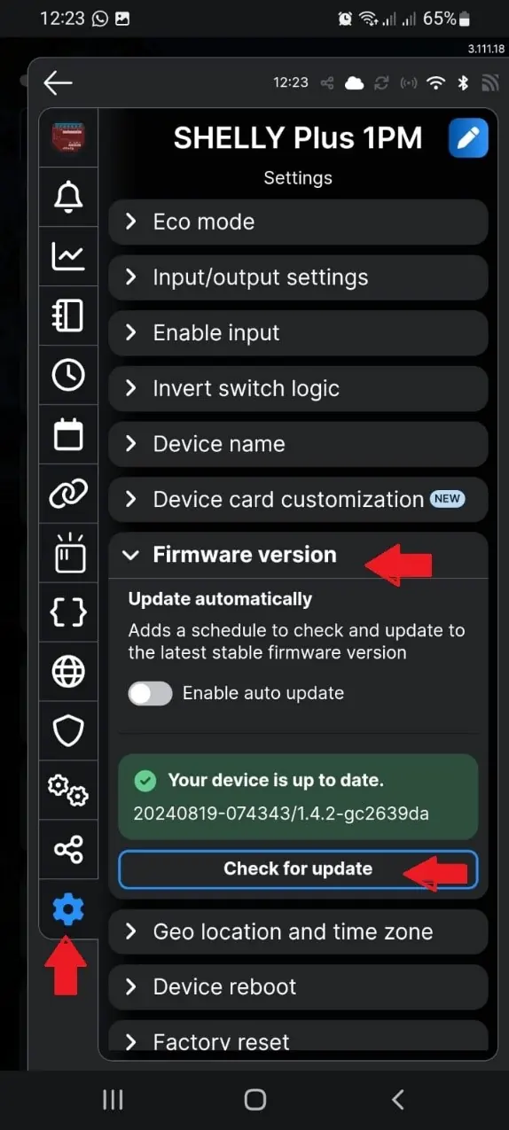 Firmware-Update-Menü
