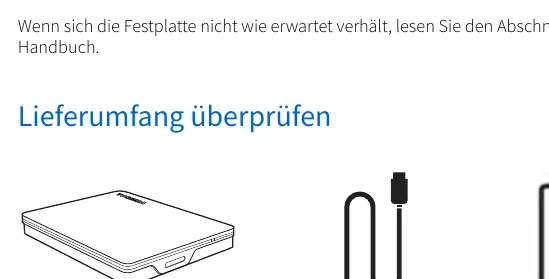 Lieferumfang der Festplatte