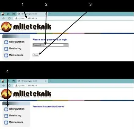 Anmeldebildschirm für den PoE-Switch