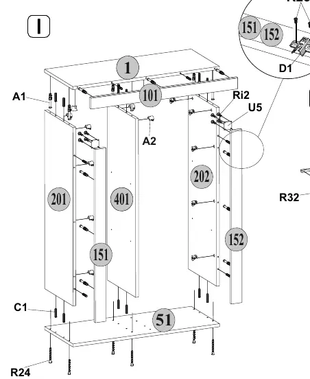 Montagediagramm I: Korpusaufbau