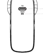 Diagramm des Ladegeräts mit USB-C-Anschluss und Betriebsanzeige.