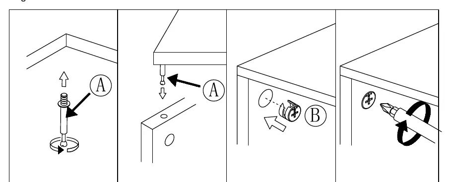 Installation der Exzenterverbinder und Bolzen