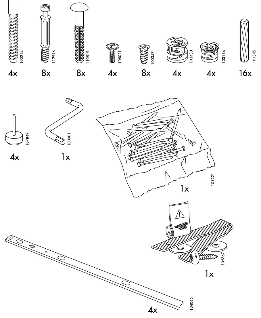 Teileliste und Beschläge