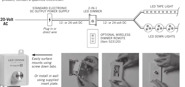 Verkabelungsschema für den 2-in-1 LED-Dimmer