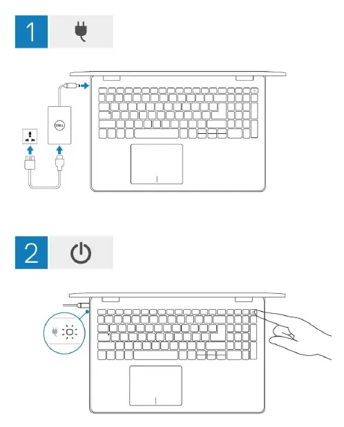 Schritte zur Inbetriebnahme des Laptops