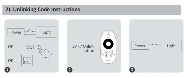 Schritte zum Entkoppeln (Unlinking) des Controllers.