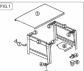 Explosionszeichnung der Werkbank (FIG.1)