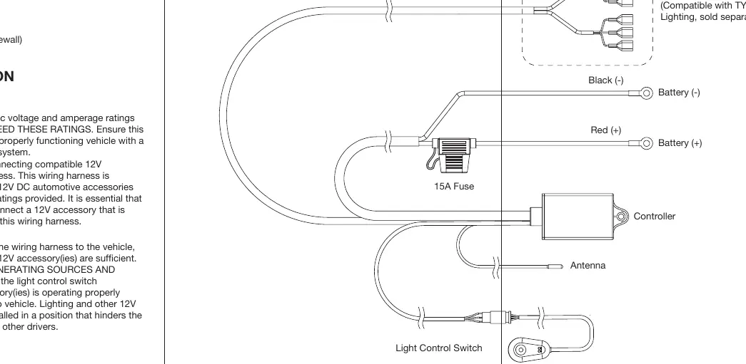 Schaltplan für den Anschluss der Lichter und des Controllers