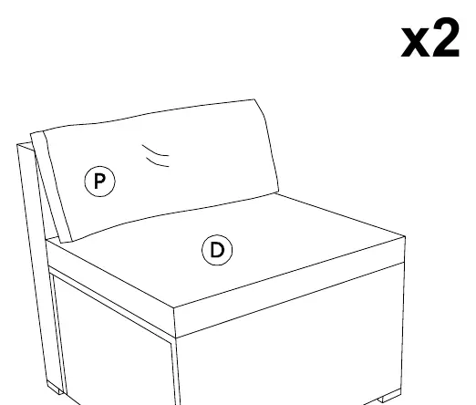 Schritt 5: Platzierung der Kissen (D und P).
