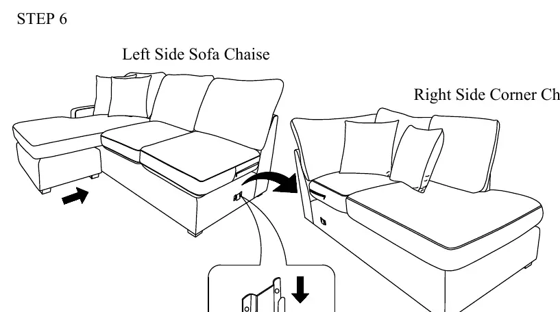 Verbindung der Sofa-Elemente (Schritt 6)
