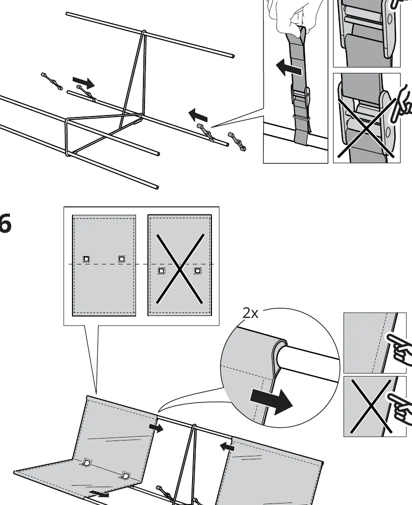 Schritt 5: Befestigung der Stoffbezüge.