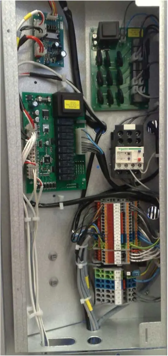 Komponenten im elektrischen Schrank der Außeneinheit
