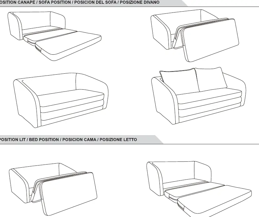 Positionen des Sofas (Sofa vs. Bett)