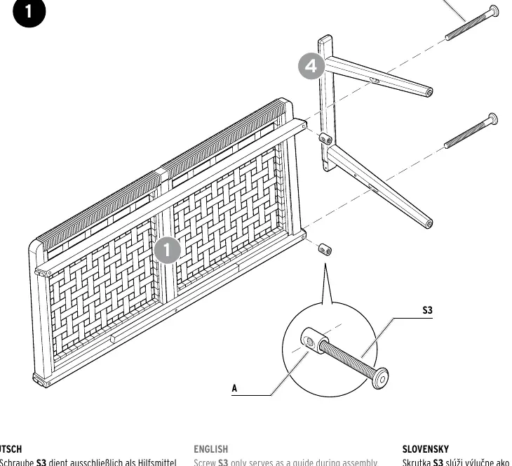 Montageschritt 1: Verwendung der Hilfsschraube S3