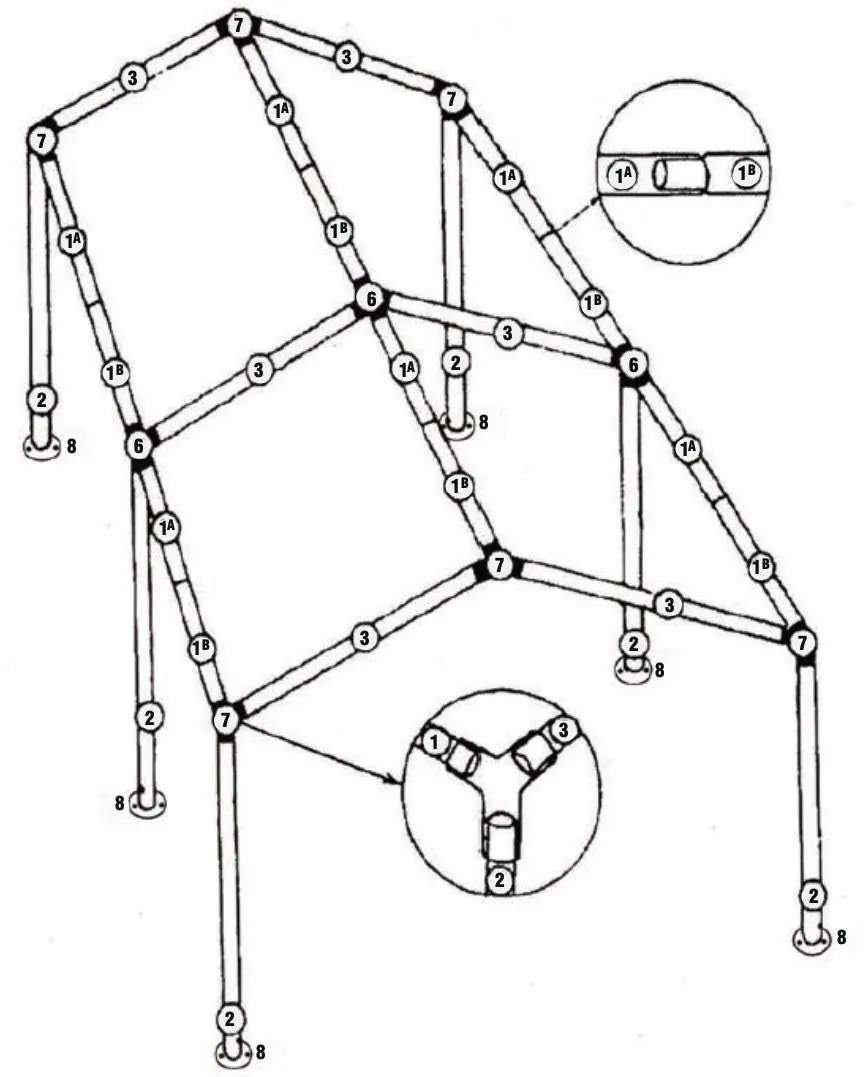 Explosionszeichnung der Rahmenkonstruktion