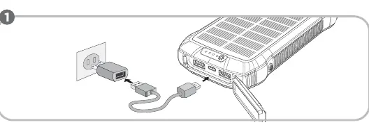 Aufladen der Powerbank über ein Netzteil
