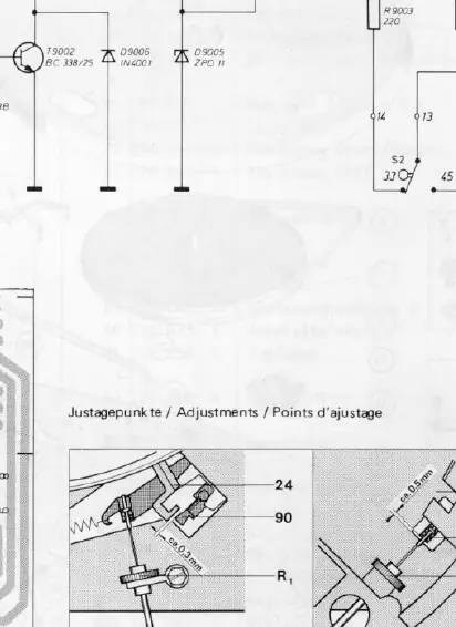 Justagepunkte für Lift und Bowdenzüge