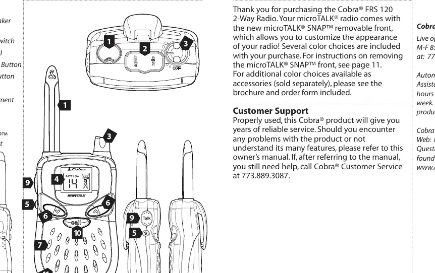 Bedienelemente des Cobra FRS 120