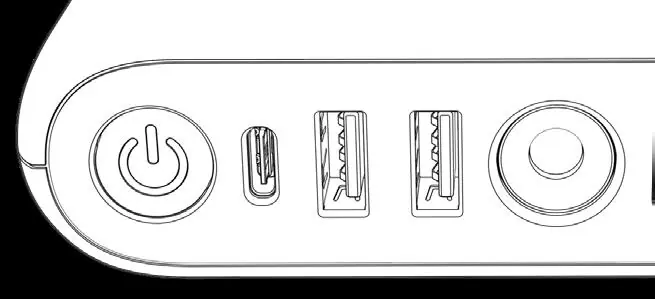 USB-Anschlüsse und Power-Taste