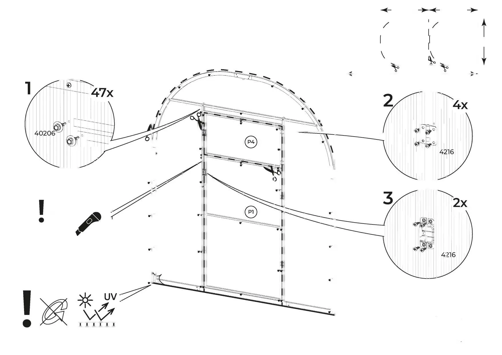 Anbringen der Polycarbonatplatten